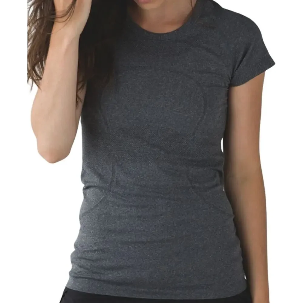 Lululemon Swiftly Tech Short Sleeve Crew Silverescent X-STATIC Heathered Black 8